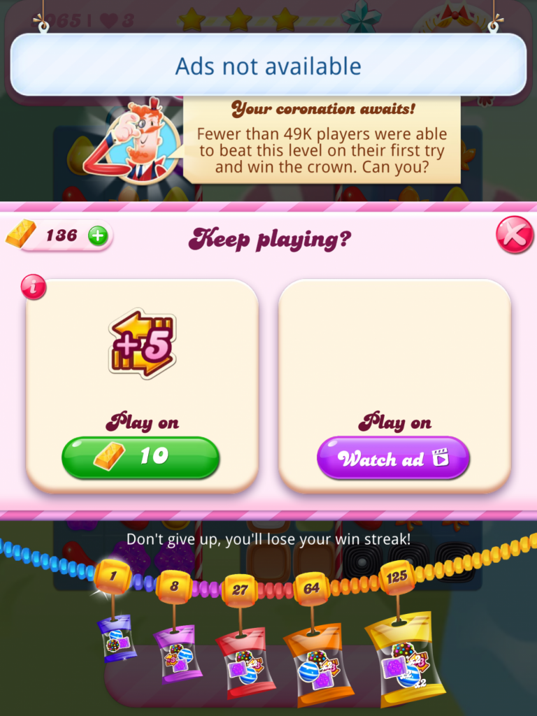 Candy Crush Rewarded Ads