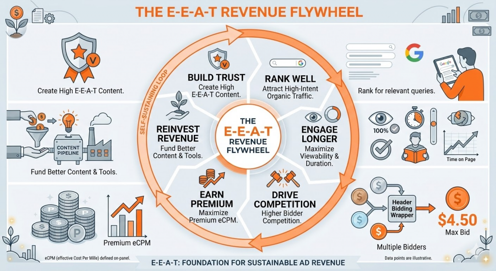 The E-E-A-T revenue flyweel
